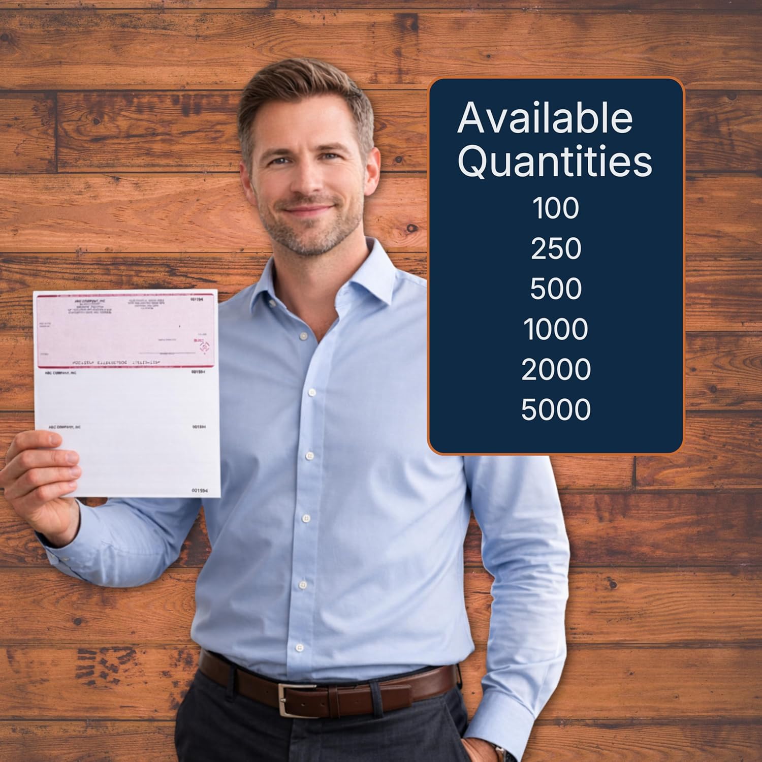 Custom Computer Checks on Top – QuickBooks compatible Laser & Inkjet Business Checks, Blue, 100 Checks, 8.5" x 11"