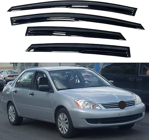 Miniatura 108 de IG - Visera para ventana de automóvil, protector contra la lluvia, el sol y el viento, con cinta adhesiva, deflector extraduradero para ventana