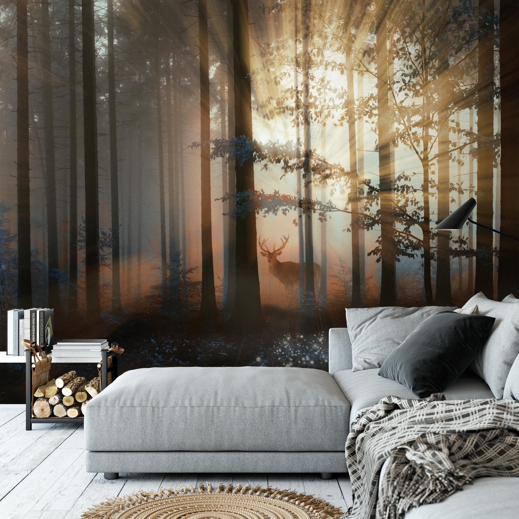 Fotobehang Bos Herten 352 x 250 cm - Vliesbehang Woonkamer Slaapkamer Kantoor Hal Decoratie Muurschilderingen XXL Moderne Wanddecoratie - 100% MADE IN GERMANY - Runa Behang - 9387011c