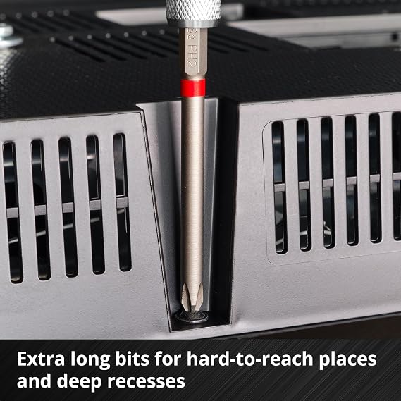 Original Einhell M-CASE 16-Piece Bit Set (for Cordless Screwdrivers and Power Drills with 90 mm Bits Made of Sandblasted S2 Steel and E 6.3 Shank incl. Storage Box)