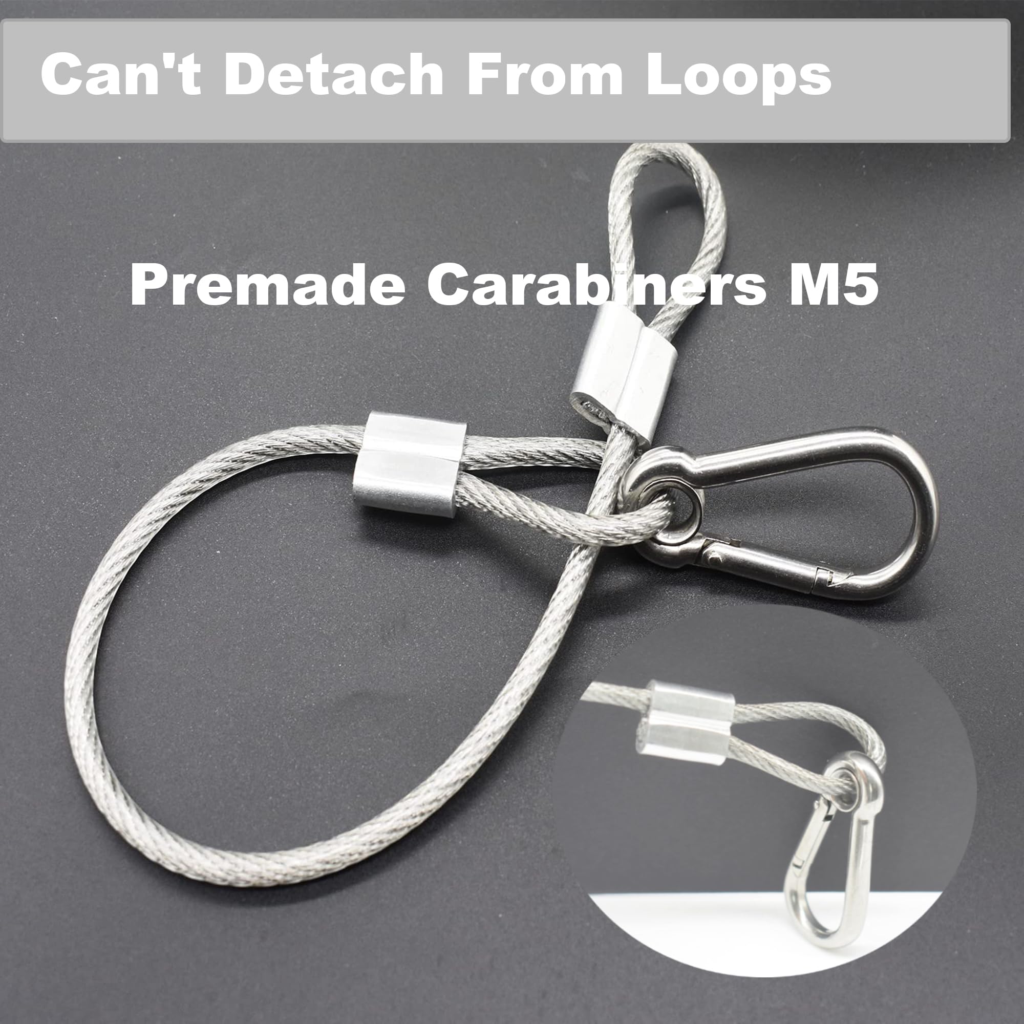 Bytiyar 10 pcs 12 inch Vinyl Cover Coated Stainless Steel Wire Rope Lanyard  Cable Tether Safety Strap with Hooks and 2 Loops (4mm Thickness), Clear -  Amazon.com