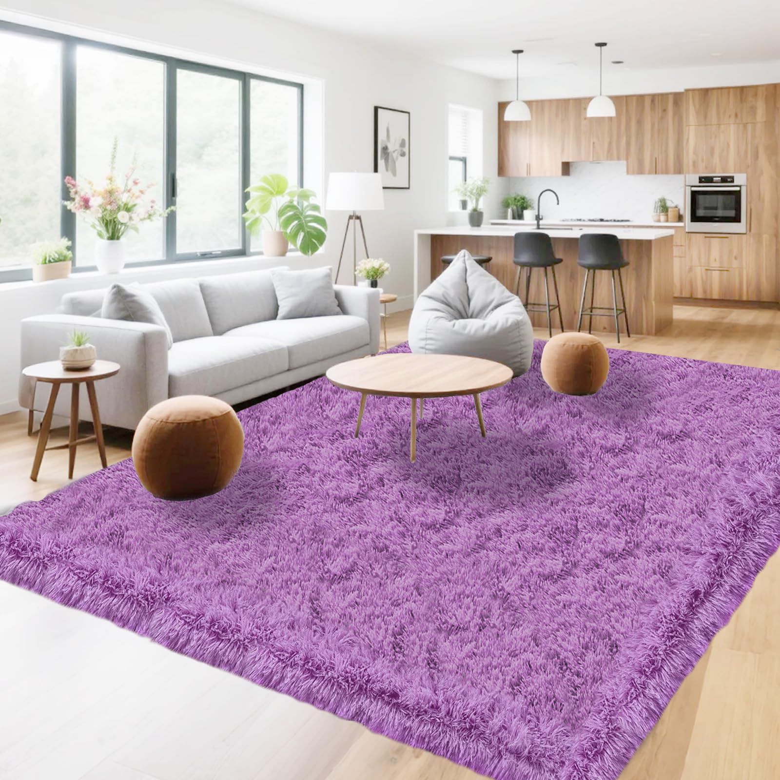 Hochflor Teppich Wohnzimmer 60x110cm, Creme Shaggy Teppich für Schlafzimmer Flauschige Teppichen, Modern Shag Wohnzimmerteppich Bettvorleger High-Pile Carpet rutschfest für Schlafzimmer Kinderzimmer