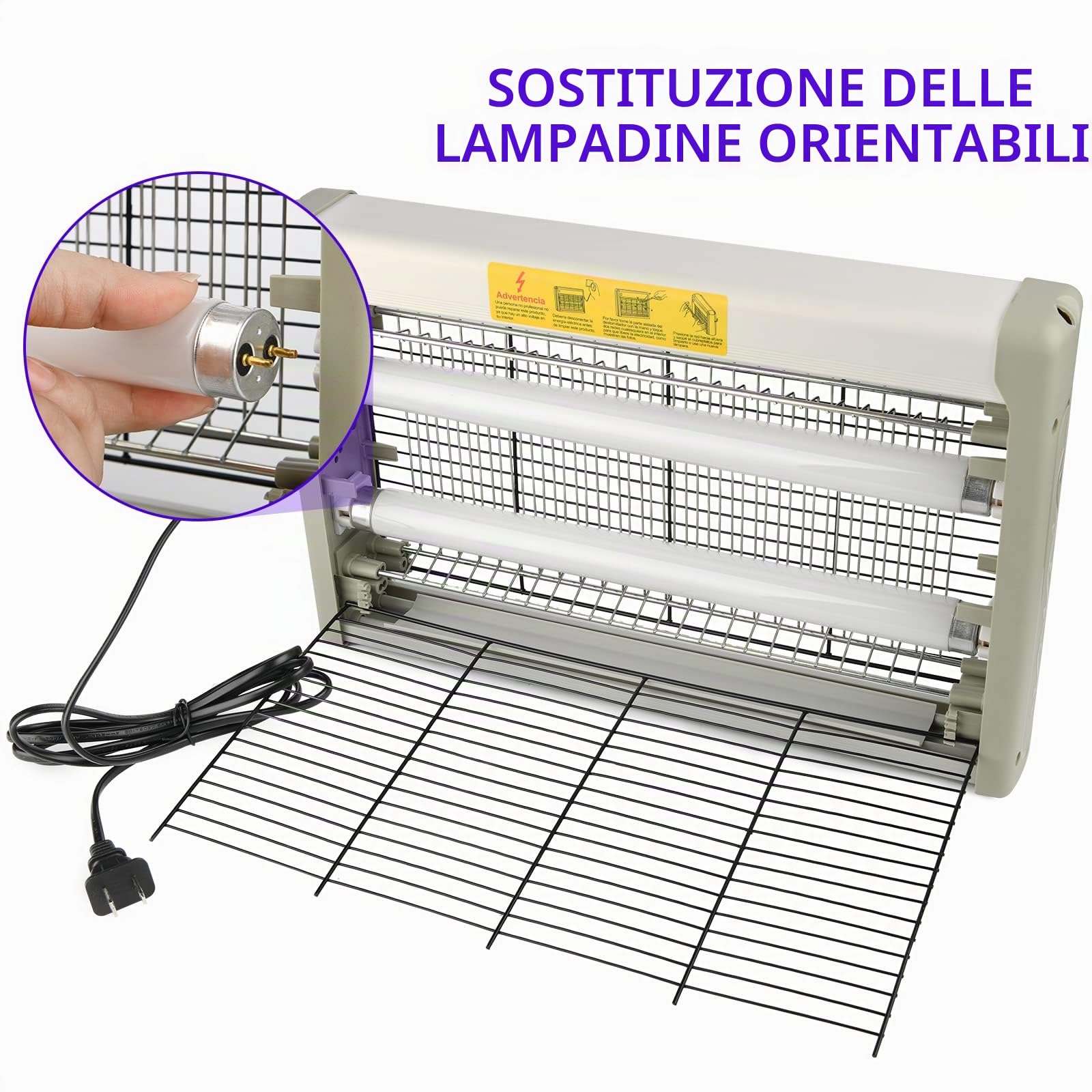 Mafiti Lampada Antizanzare 20W,Zanzariera Elettrica 3200V,4 X Lampada Anti-UV,Lampada Zanzare per Esterno/Interno