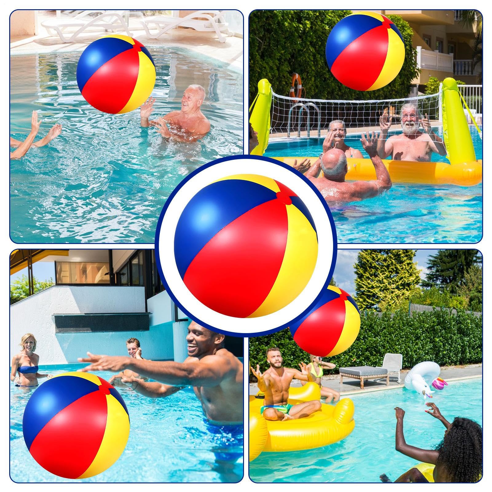 Strandball Aufblasbar Gross – Bunter Regenbogen Pool Ball Aus PVC, Leichtes Sommer Wasserspielzeug, Robuste Verarbeitung | Spielspass Fuer Kleinkinder Kinder Sommer Spiel Pool Garten Outdoor