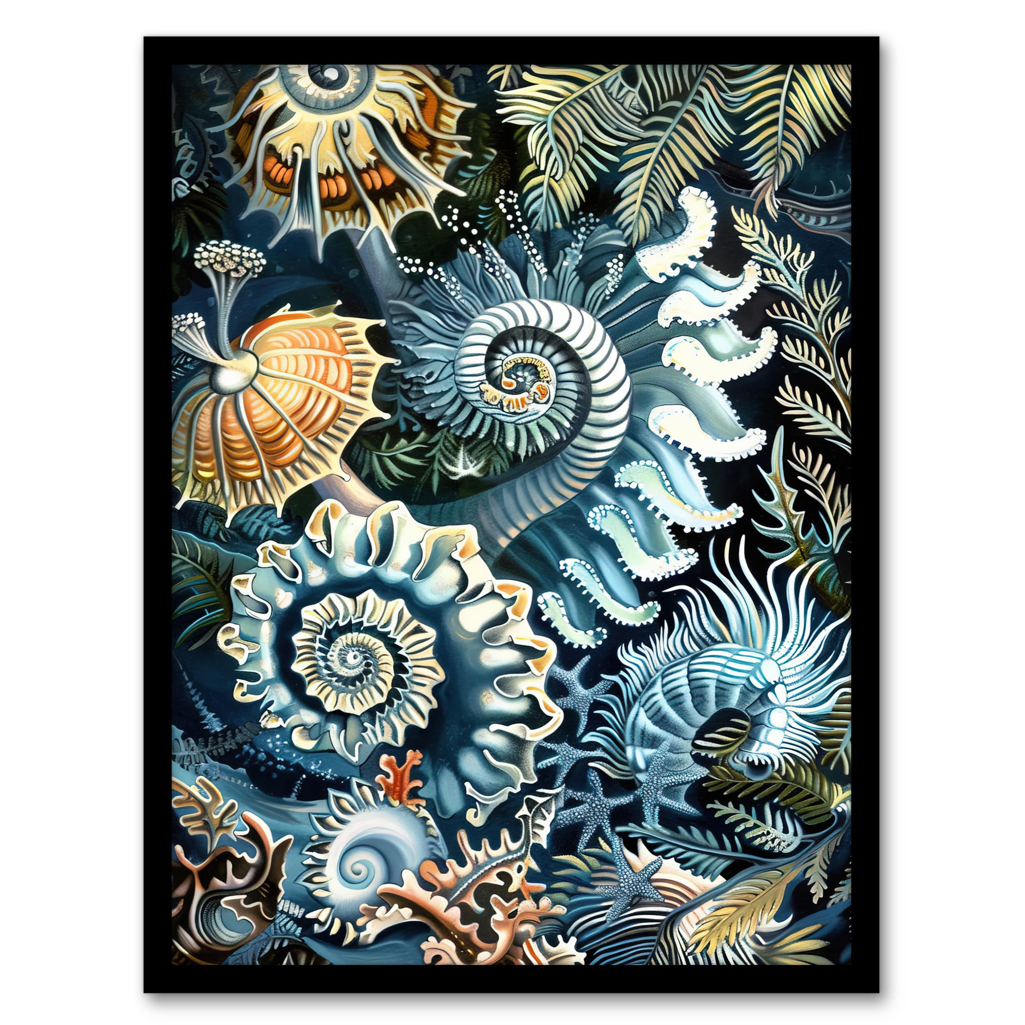 Artery8 Sea Ocean Life Coral Reef Forms Design Bathroom Artwork Framed Wall Art Print 18X24 Inch