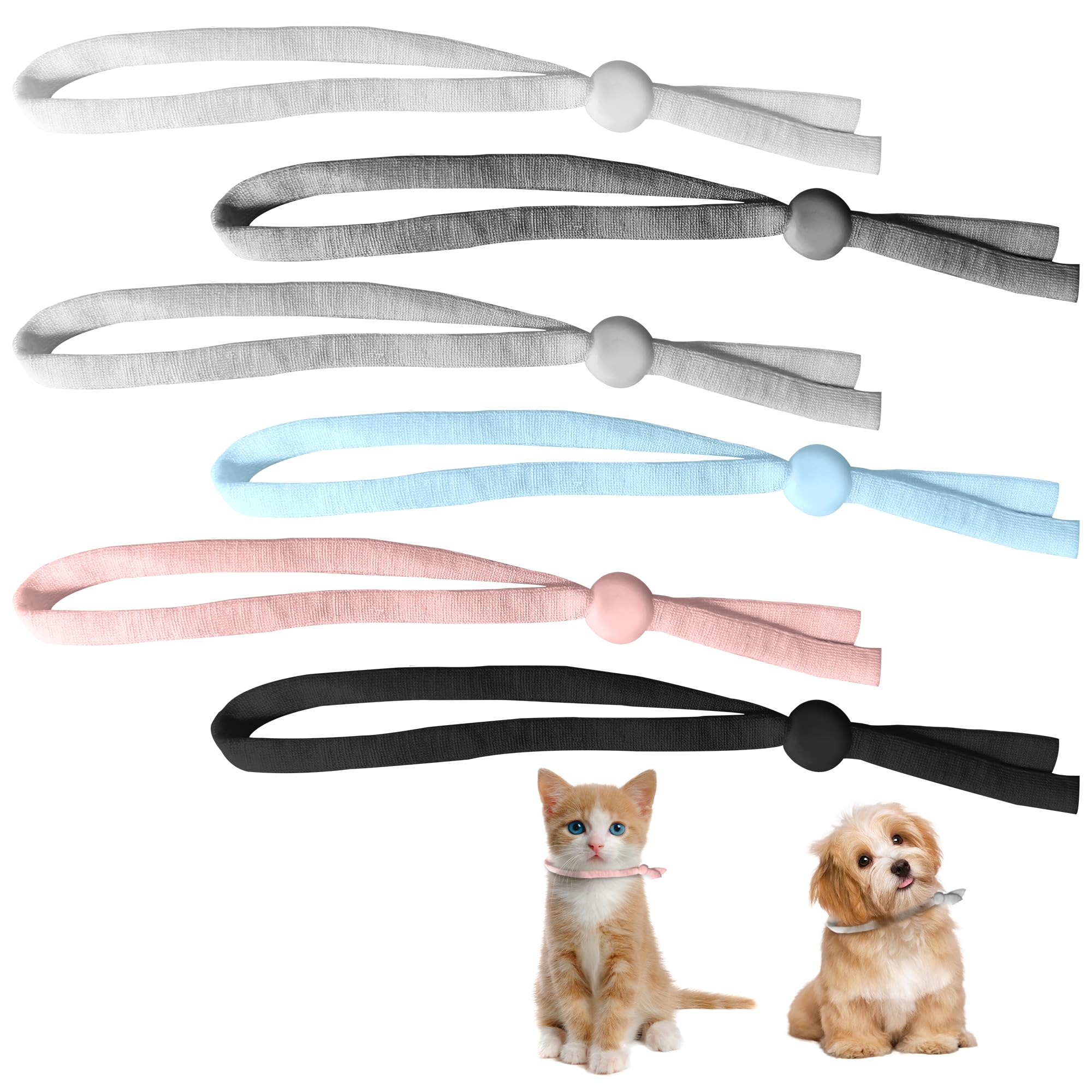120pcs Stretchy Puppy Collar Bulk Puppy Collars Whelping, Newborn Puppy Collars, Kitten Collar Newborn Kitten Collars, 6 Colors Soft Adjustable Whelping Kit Puppies Kittens Set Identification Bands