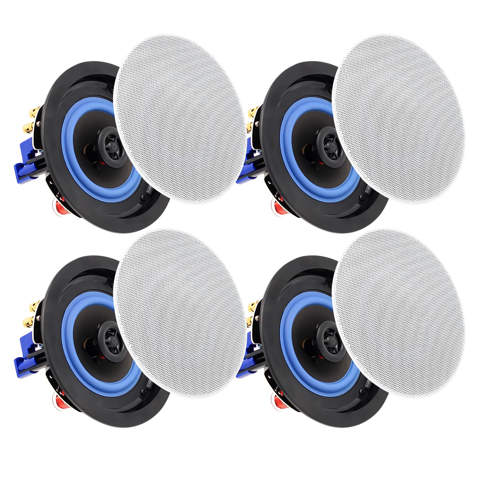 STUDIOFINIX Haut-parleurs de plafond de 10,2 cm 320 W à 2 voies pour home cinéma, salon, bureau, kichten, salle d'étude, cave, terrasse couverte et montage encastré (4 haut-parleurs)