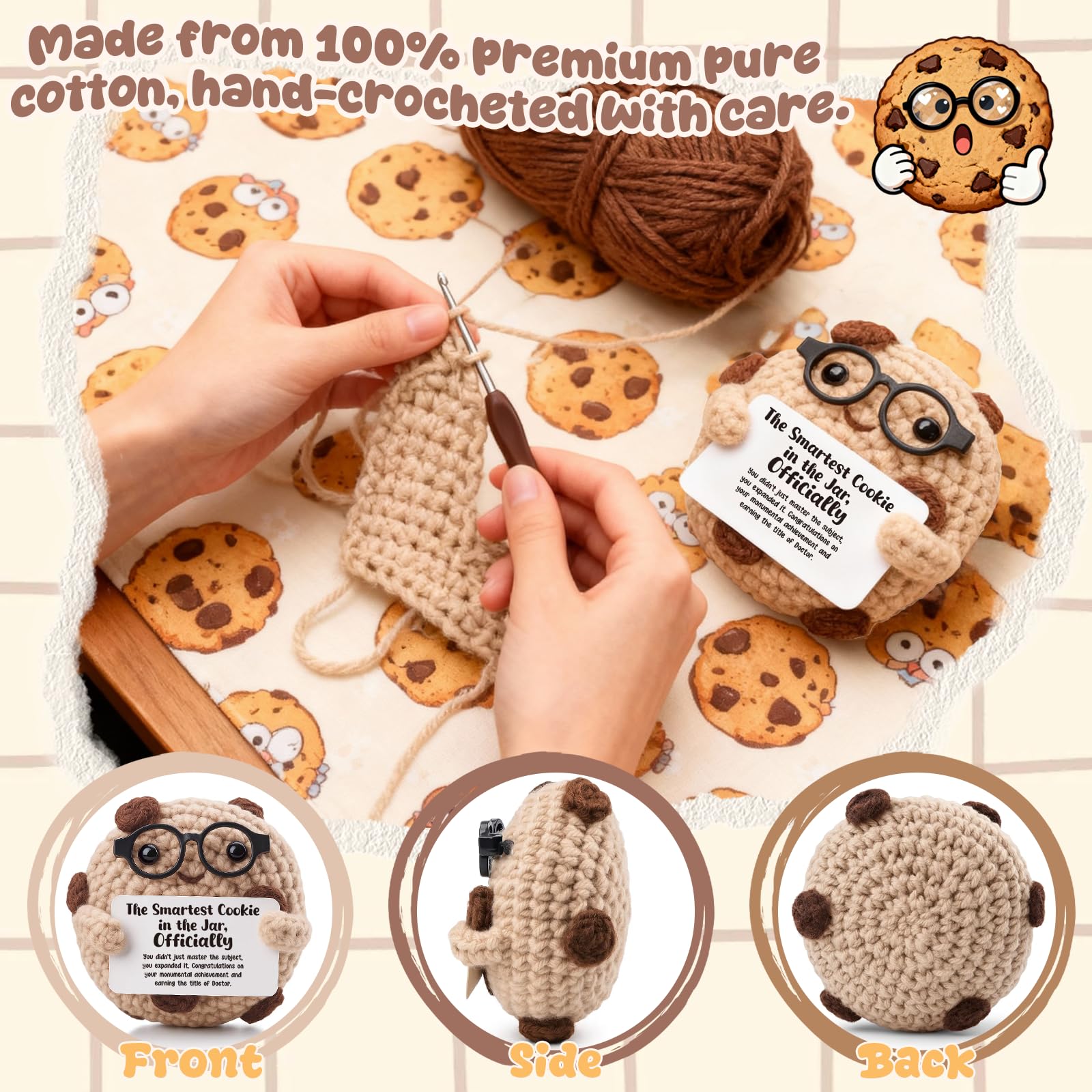 Thoughtful PhD Graduation Gift for Her, Him - Sentimental Doctorate Keepsake for New Doctor - "The Smartest Cookie, Officially" Inspirational Scholar Desk Decor