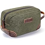 Emissary Men\'s Leather and Canvas Travel Toiletry Dopp Kit, Shaving Bag (Dark Green)