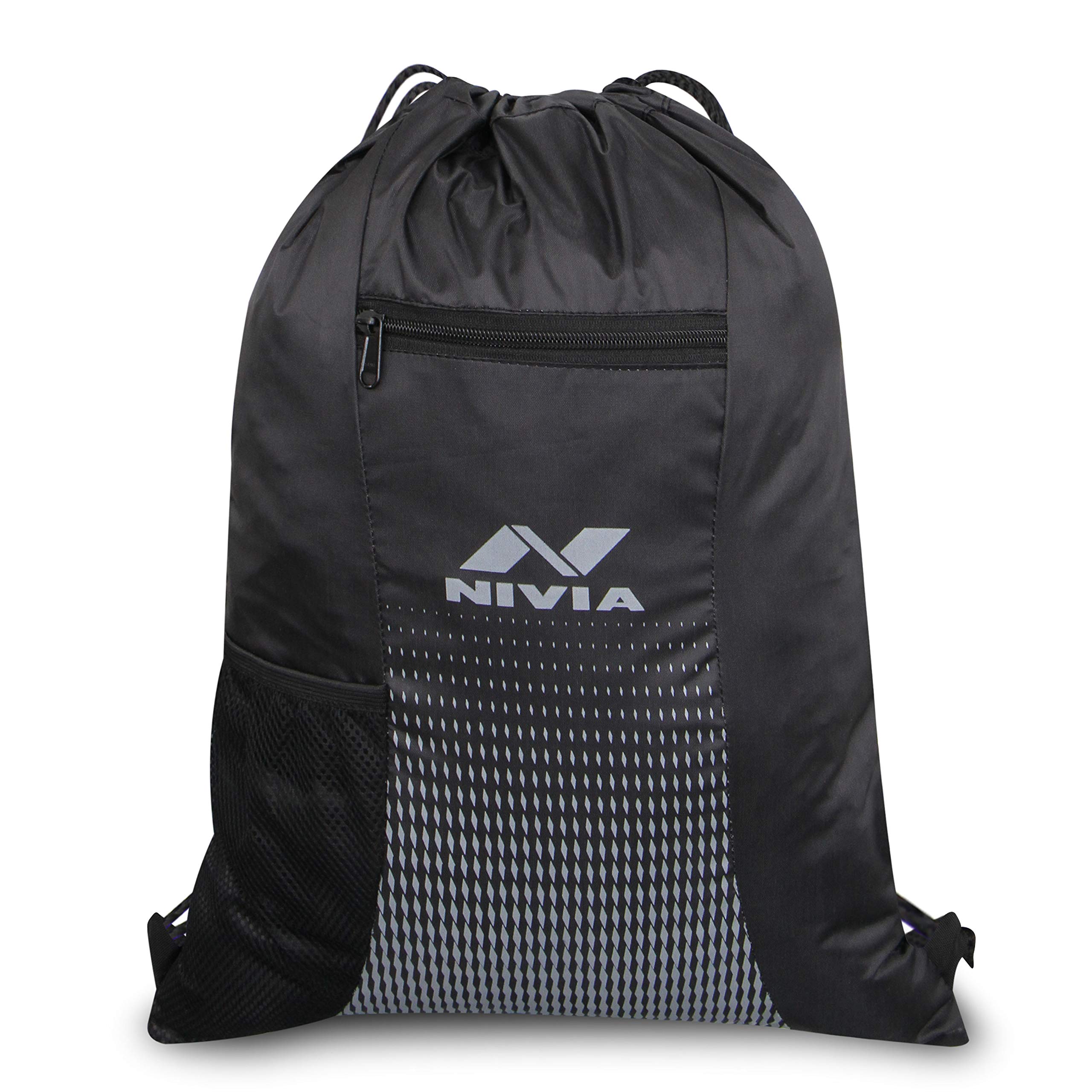 String Backpack with Sipper Pocket, Polyester, Outdoor Bag, Lightweight Bag (Black),Capacity-5 litres-image-22