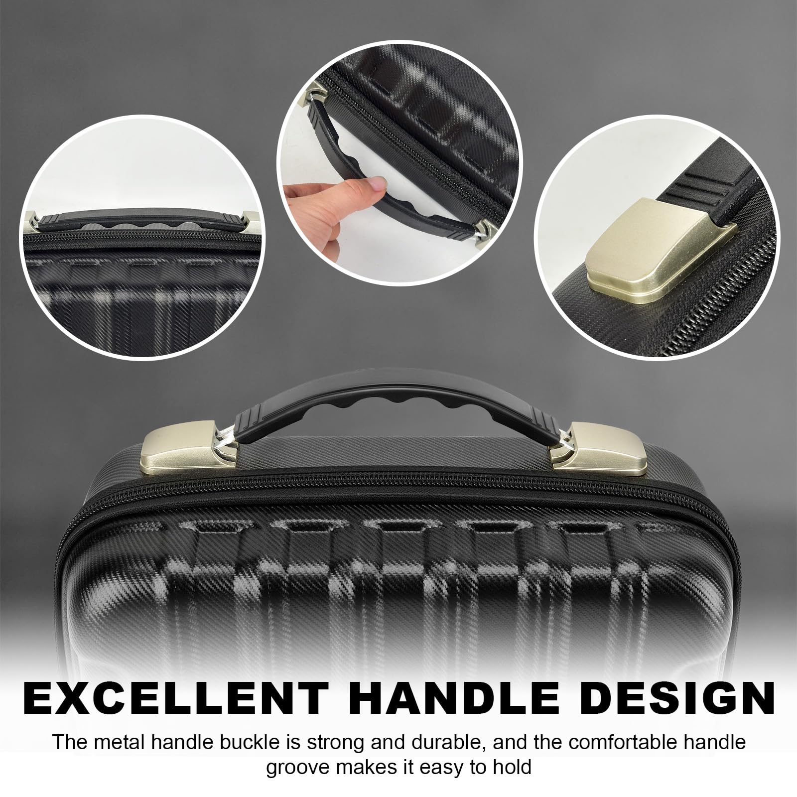 ANKHOH Friseurtasche mit leicht reinigen Aluminiumfolie Futter, Harte Eva Organizer Tasche für 3 Clippers & 4 Scheren, passt für Wahl/für Andis/für Ufree und die meisten Trimmer (Black) (schwarz)