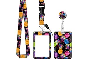 Colorful Pineapple ID Badge Holder with Lanyard