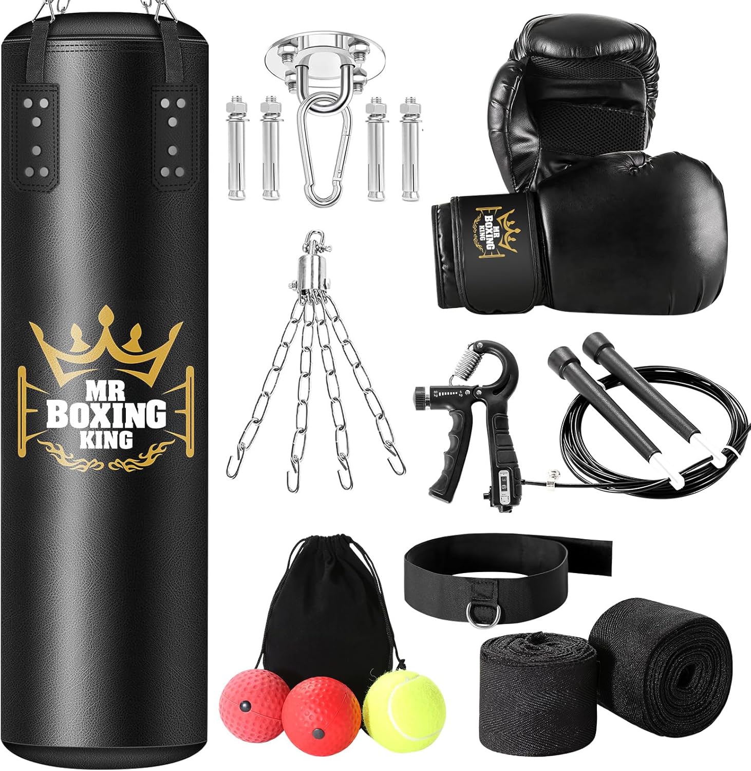 Mr Boxing King Punching Bag Set for Adults 4ft Heavy