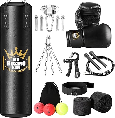 Mr Boxing King - Juego de sacos de boxeo para adultos, 4 pies de capacidad, capacidad de 80 libras, bolsa de entrenamiento sin relleno para gimnasio