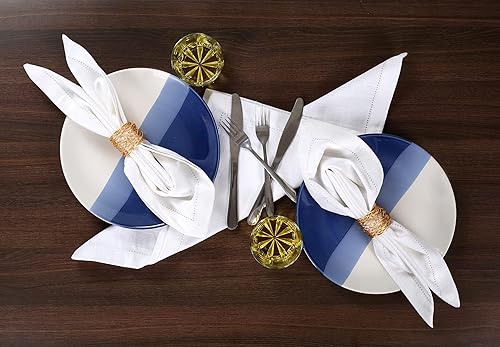 Miniatura 8 de Lightnpro - Juego de 6 servilletas de algodón con dobladillo blanco de 18 x 18 pulgadas, suaves y lavables, elegantes servilletas de mesa