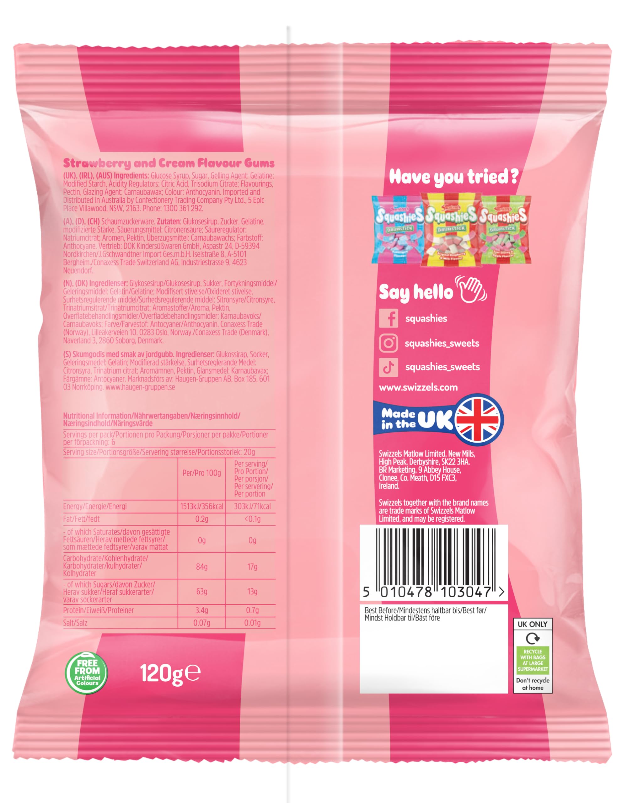 Swizzels Squashies Strawberry Cream 120G Pack of 6 — view 2