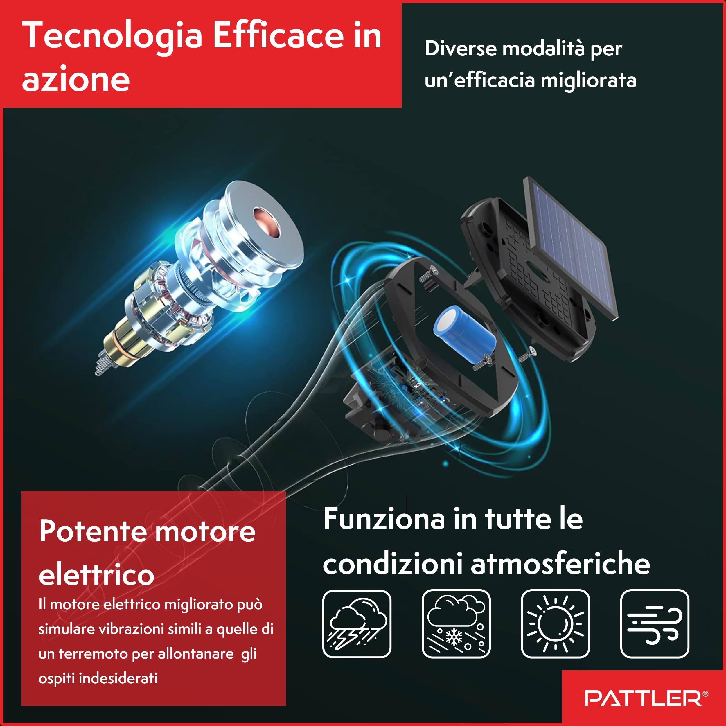 PATTLER Scaccia Talpe Solare a Ultrasuoni Impermeabile, Repellente Serpenti, Dissuasori per Talpe, Dissuasore per Topi, Repellente per Serpenti, Trappola Talpe, Repellente Lucertole | 2 Pezzi