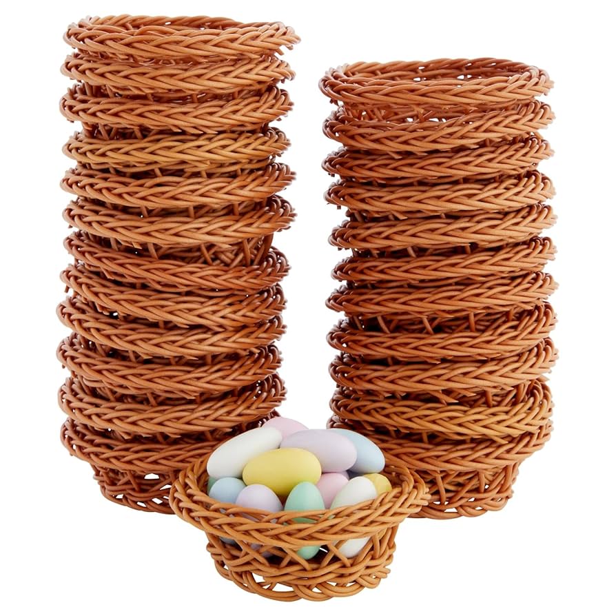 24 Pack Small Woven Basket Set, 3.1x1.2 Inches, Bulk Mini 24 Pack Small Woven Basket Set, 3.1x1.2 Inches, Bulk Mini