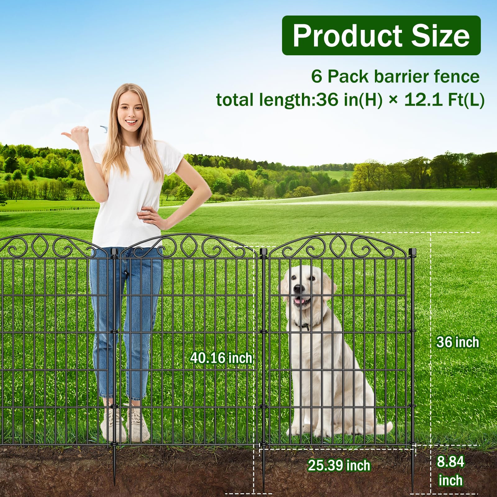 Amazon.com : No Dig Decorative Garden Fence 6 Panel with Gate