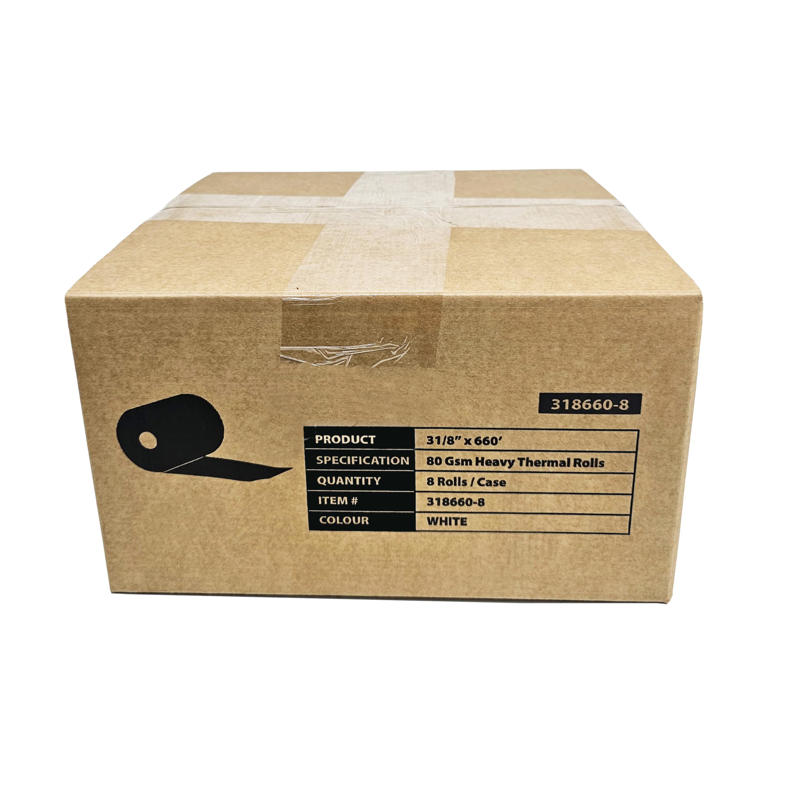 BuyRegisterRolls - (8 rollos) Papel térmico pesado de 3 1/8 pulgadas x 660 pies con diámetro exterior de 6 pulgadas y núcleo de pared sólido - Nautilus Hyosung Halo - Máquina de cajero automático de