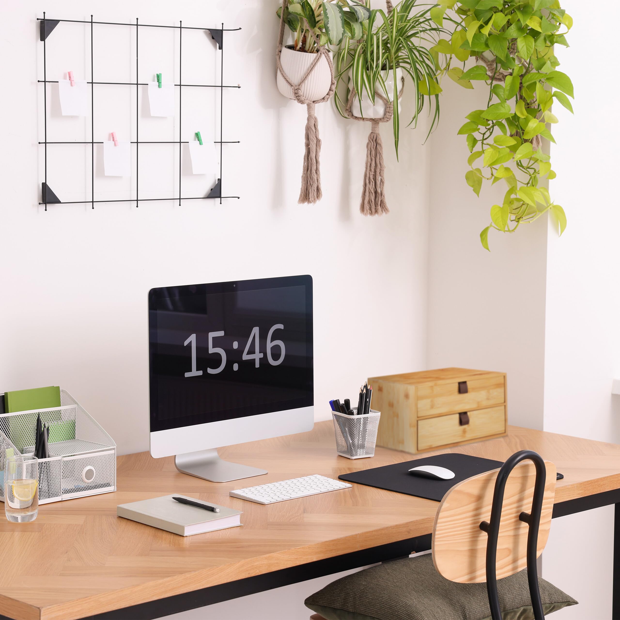 Relaxdays Organizer da Scrivania, Desk Portapenne da Ufficio con 2 Cassetti in bambù, HxLxP: 14,5 x 25 x 20 cm, Naturale