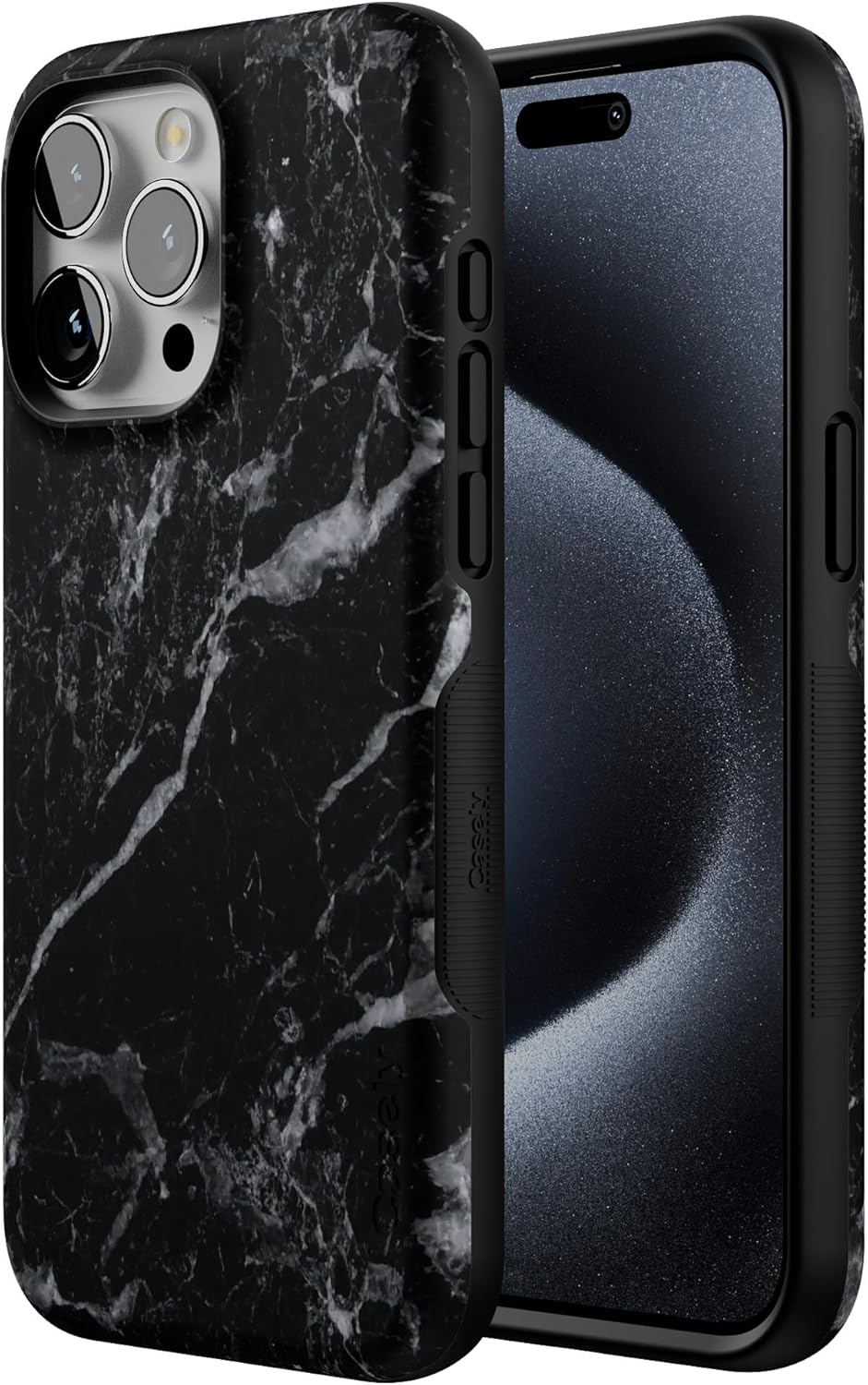 Casely iPhone 15 Pro Case | Black Pearl Marble | Bold Protective Design | Compatible with MagSafe