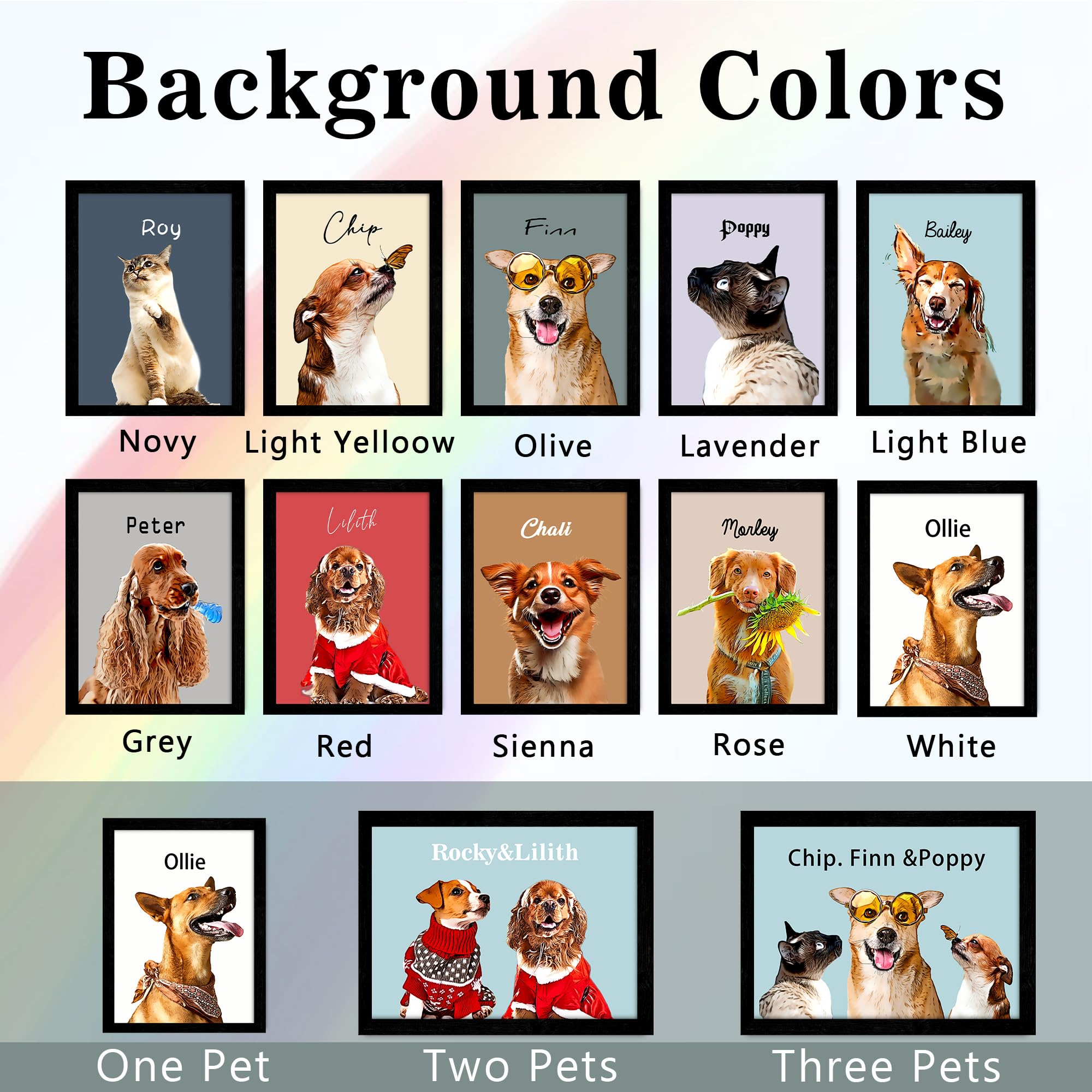 Lcyawer Personalized Pet Portrait Memorial Gift for Loss Dog Canvas Prints Custom Cat Memorial Gifts Customized Pet Portrait Picture Frame Wall Arts for Living Room Bedroom Home Decor Keepsakes