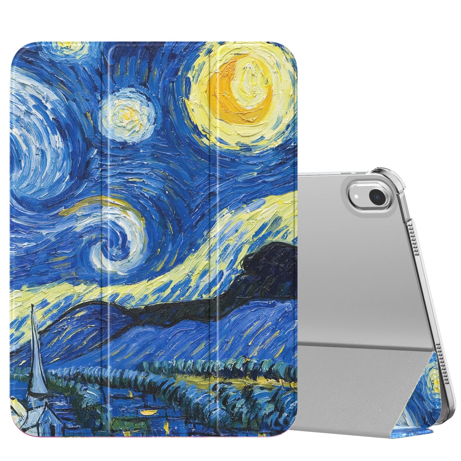 MoKo for iPad (A16) 11th Generation Case 11 Inch 2025,iPad 10th Generation Case 10.9 Inch 2022,Slim Stand Hard PC Translucent Back Shell Smart Cover,Support Touch ID,Auto Wake/Sleep, Starry Night Blue