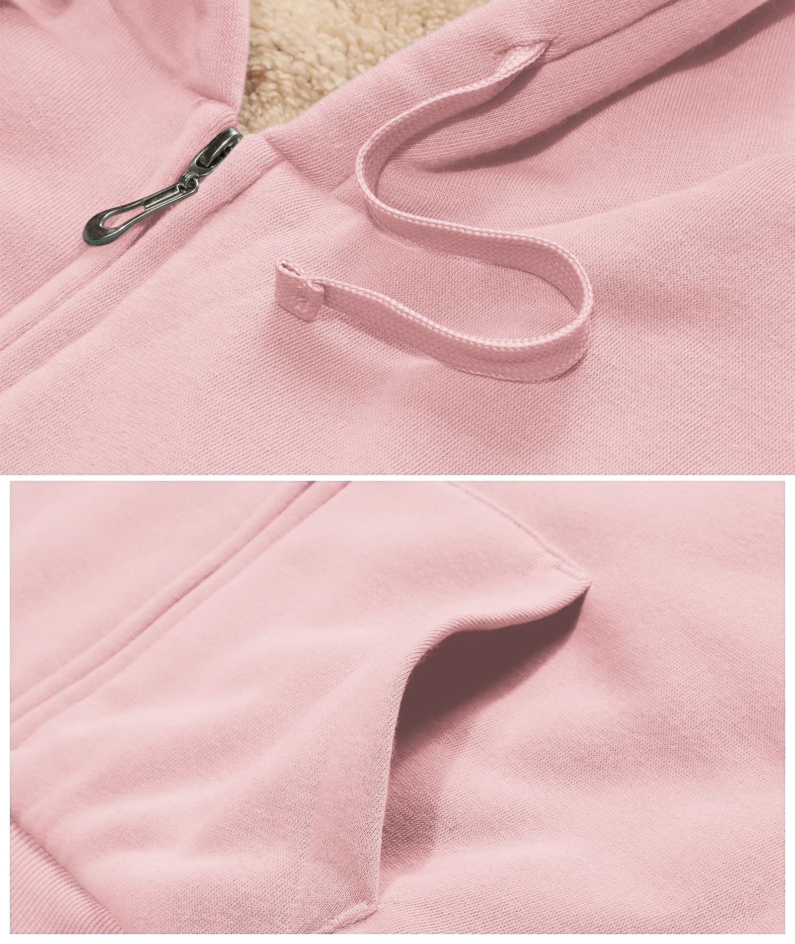 igeekwell Veste Polaire Femme Teddy Velours Sweat Zippé à Capuche Hiver Chaud Blouson Sport Doublure Hoodie