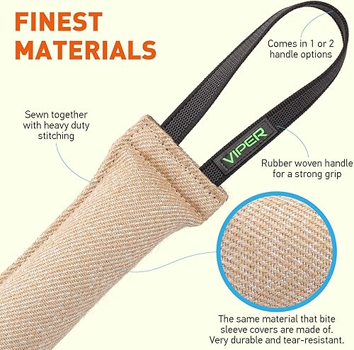 Miniatura 2 de Viper Yute K9 Tug Toy Reward con una o dos asas para perros adultos y cachorros (2 asas, 16 x 2.5 pulgadas)