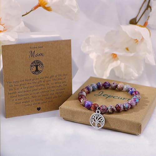 Miniatura 7 de Gifts for Mom Daughter Birthday Gifts Mother's Day Christmas Stretch Natural Stone Bracelets Tree of Life Jewelry for Women