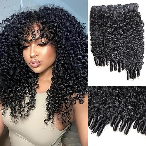 Burmese Curly Bundles Human Hair 16 18 20 Inches Quick Weave 3C4A Water Wave Human Hair Bundles with Spiral Curly End Wet and Wavy 100% Human Hair Extensions Natural Black 3 Bundles