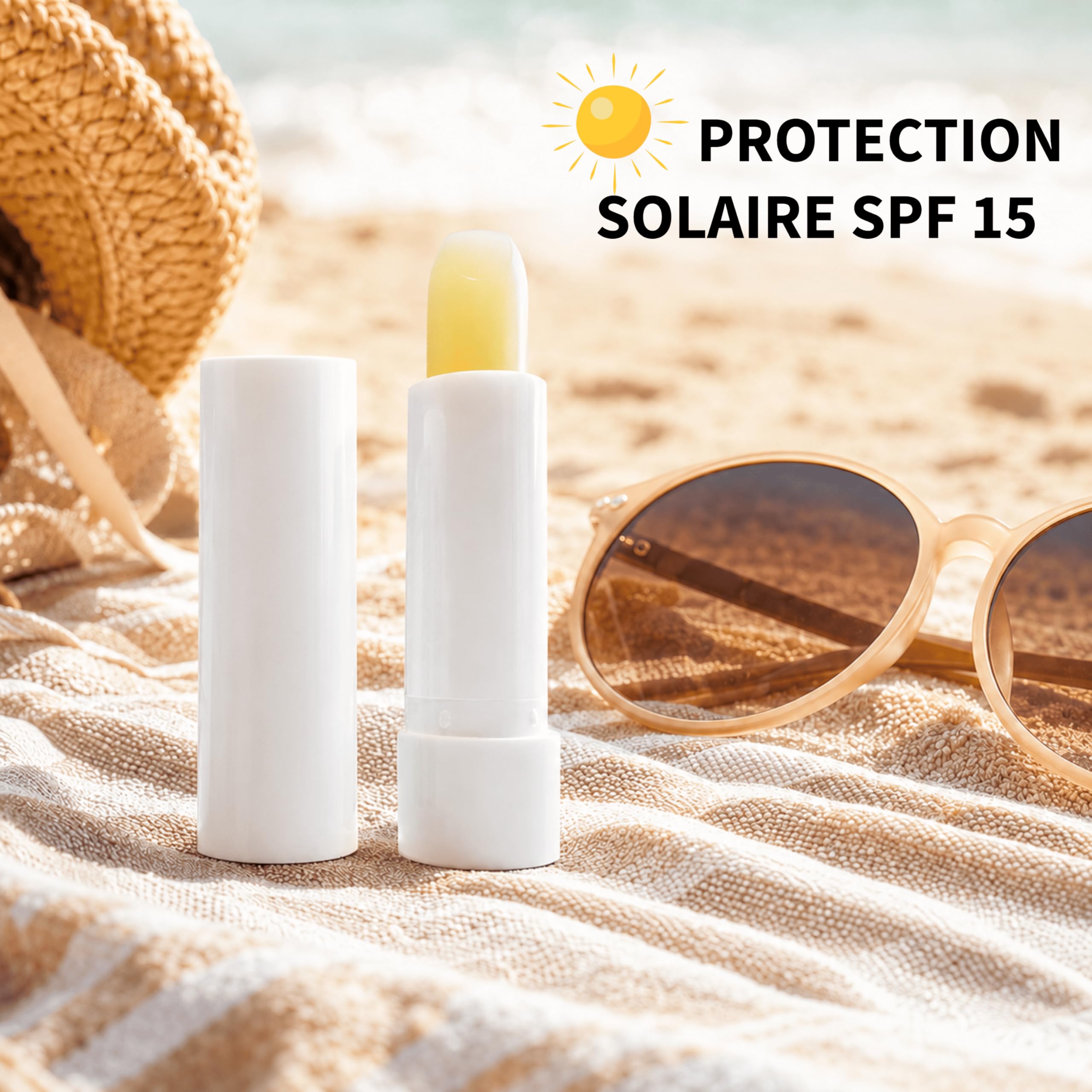 Baume à Lèvres Aloe Vera SPF 15 | 5 unités | Stick Lèvres Hydratant avec Filtre Solaire | Soin Quotidien pour Lèvres Sèches | Texture Douce Non Collante | Idéal Été et Hiver