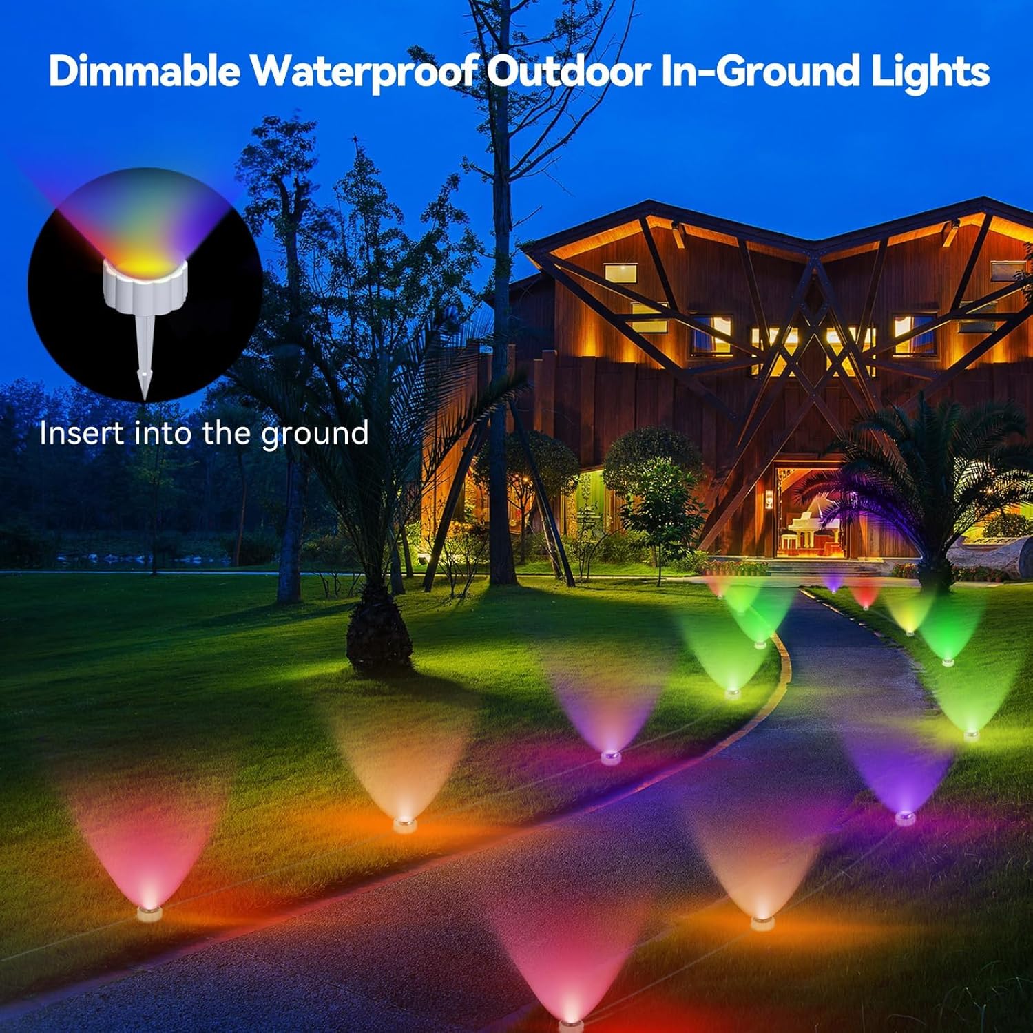 Honche Upgraded Permanent Outdoor Lights 72 LED RGB Eaves String Lights 75 Scene Modes IP67 Waterproof for Halloween Christmas Backyard Garden Path Party Decor APP Remote Control
