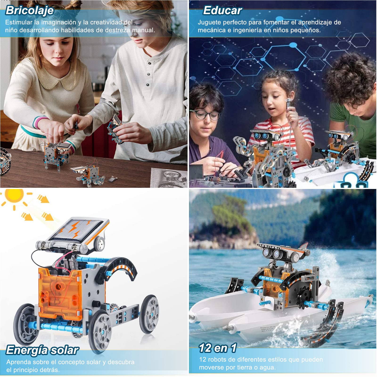 STEM 12 in 1 Educational Solar Robot, 190 Pieces, STEM Kit - 12 in 1 Educational Solar Robot, 190 Pieces Building Science Experimentation Kit, Educational Toys for Kids 8-10 Years Old and Older with 2