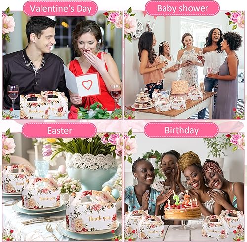 Miniatura 6 de Xinnun 50 cajas de agradecimiento con diseño floral, cajas de regalo de flores a dos aguas, cajas de regalo de boda para fiesta de té