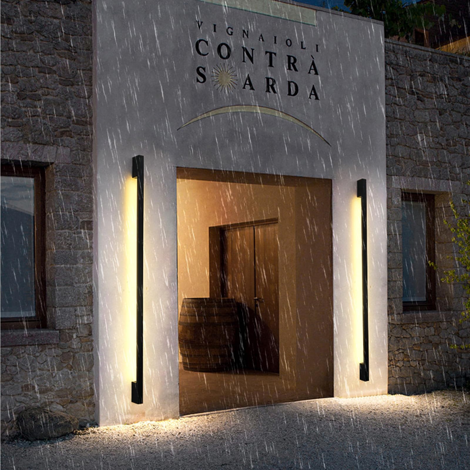 LED Outside Wall Light Modern Decorative Wall Lamp IP65 Waterproof Wall Sconce Long Strip Outdoor/Indoor Wall Lighting Aluminum for Hallway Gardens Villa (Black-Warm Light,150cm)