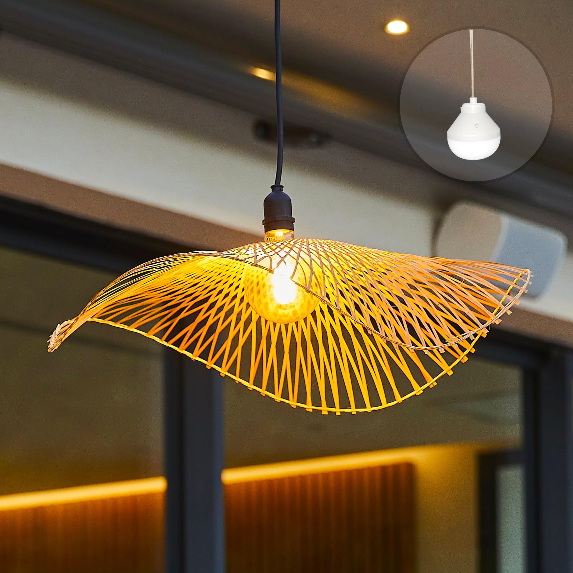 Lumisky LAIA NOMAD Pendelleuchte im Bohème-Stil aus natürlichem Bambus mit nomadischer LED-Glühbirne