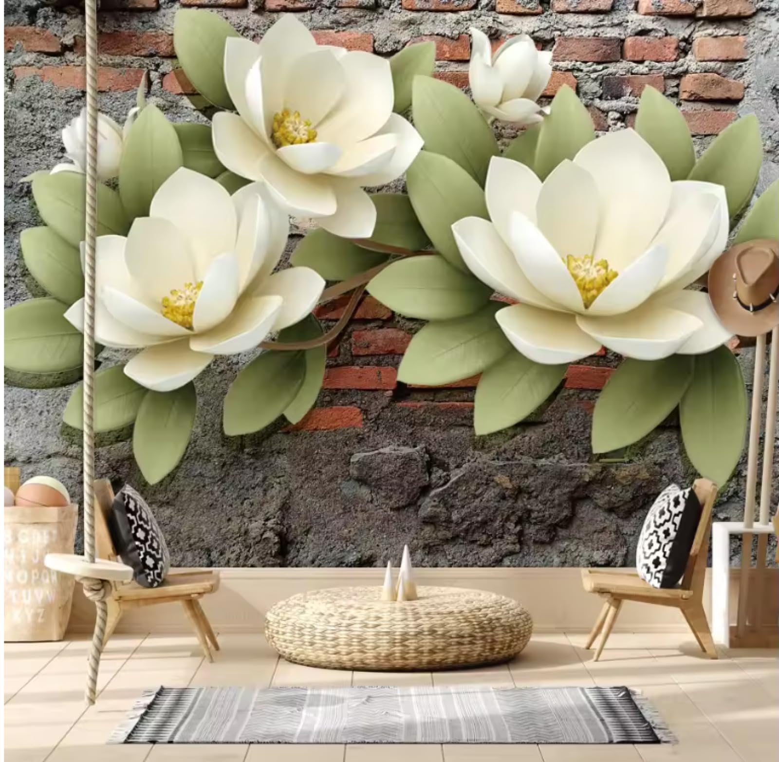 Tapety ściany do sypialni kwiatowy ceglany tapety wystrój domu tapety 3D, 3D, 350 x 245 cm