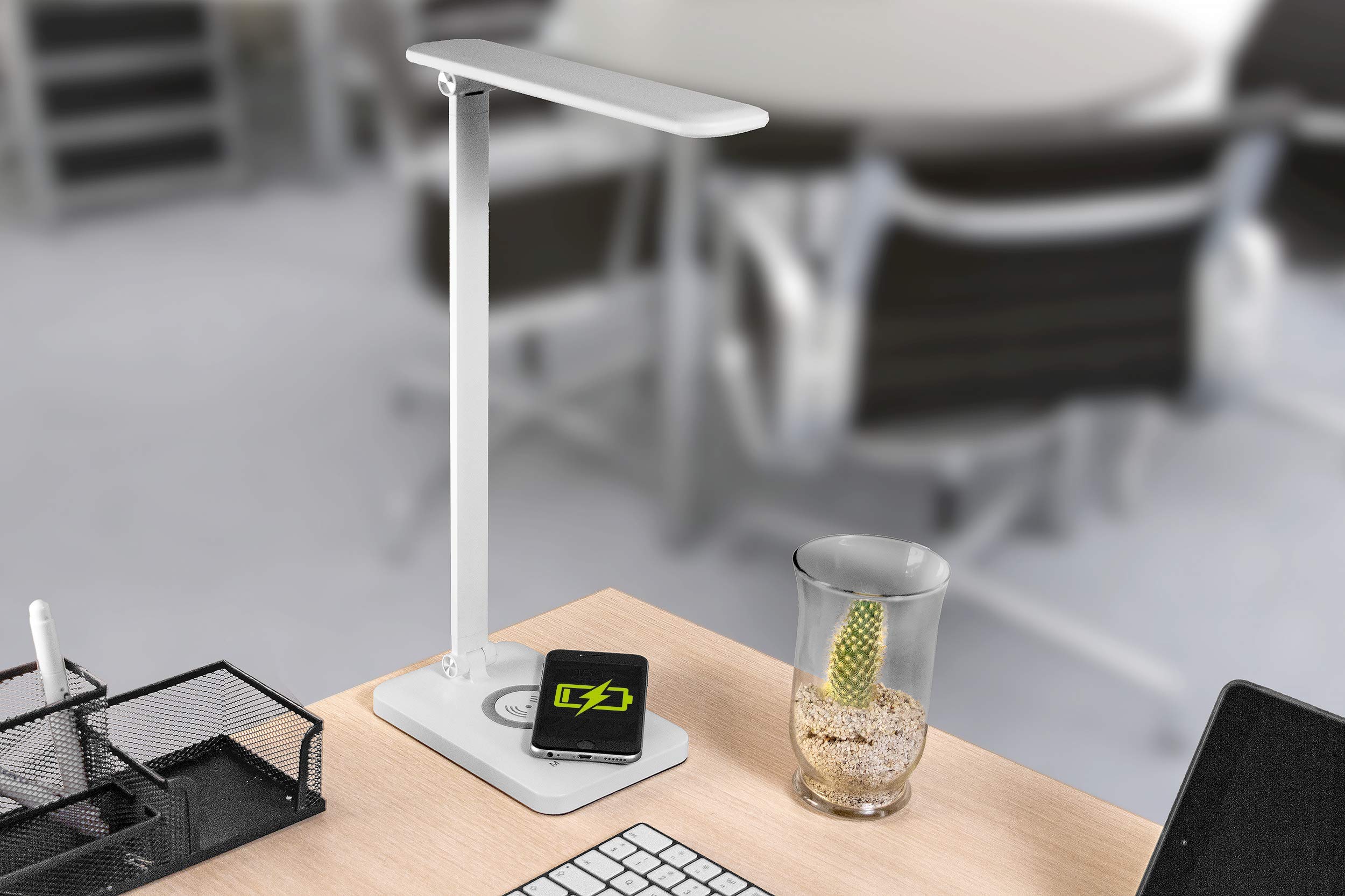 ORNO Wirle lampa biurkowa LED z ładowarką, regulacja jasności 3000 K / 4000 K / 6000 K (biała), 17,50 x 3 x 2,50 cm