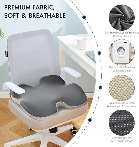 Miniatura 4 de Cojín de asiento, almohadilla de asiento de alivio de presión para largas horas sentadas en sillas de oficina y automóvil, cojín ergonómico de