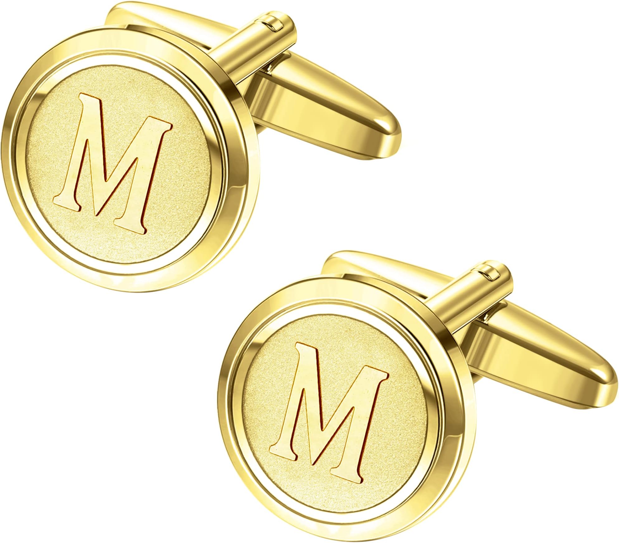 LOYALLOOK Initial Gold Cufflinks for Men Gold Cuff Links Personalized Copper CuffLinks Letter Cufflinks Gift for Groom Husband Father