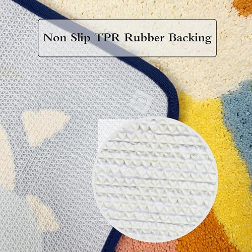 Miniatura 5 de USTIDE Bonita alfombra de baño con diseño de nubes felices para niños, tapete de baño antideslizante absorbente de agua para niños, tapete suave