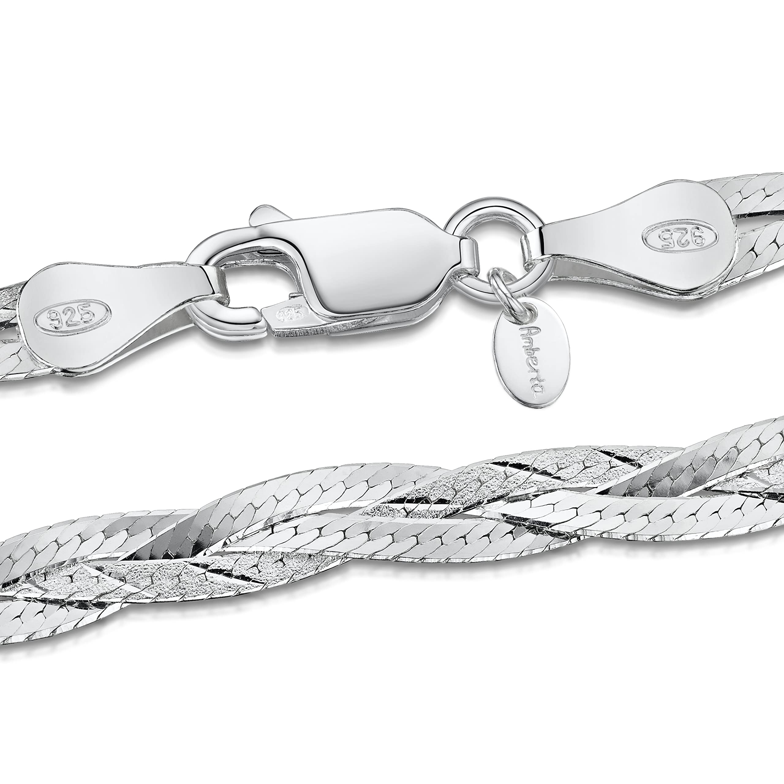 Amberta Collanina a Maglia Rettangolare da Donna in Argento Sterling 925: 3 mm 40 cm Regolabile