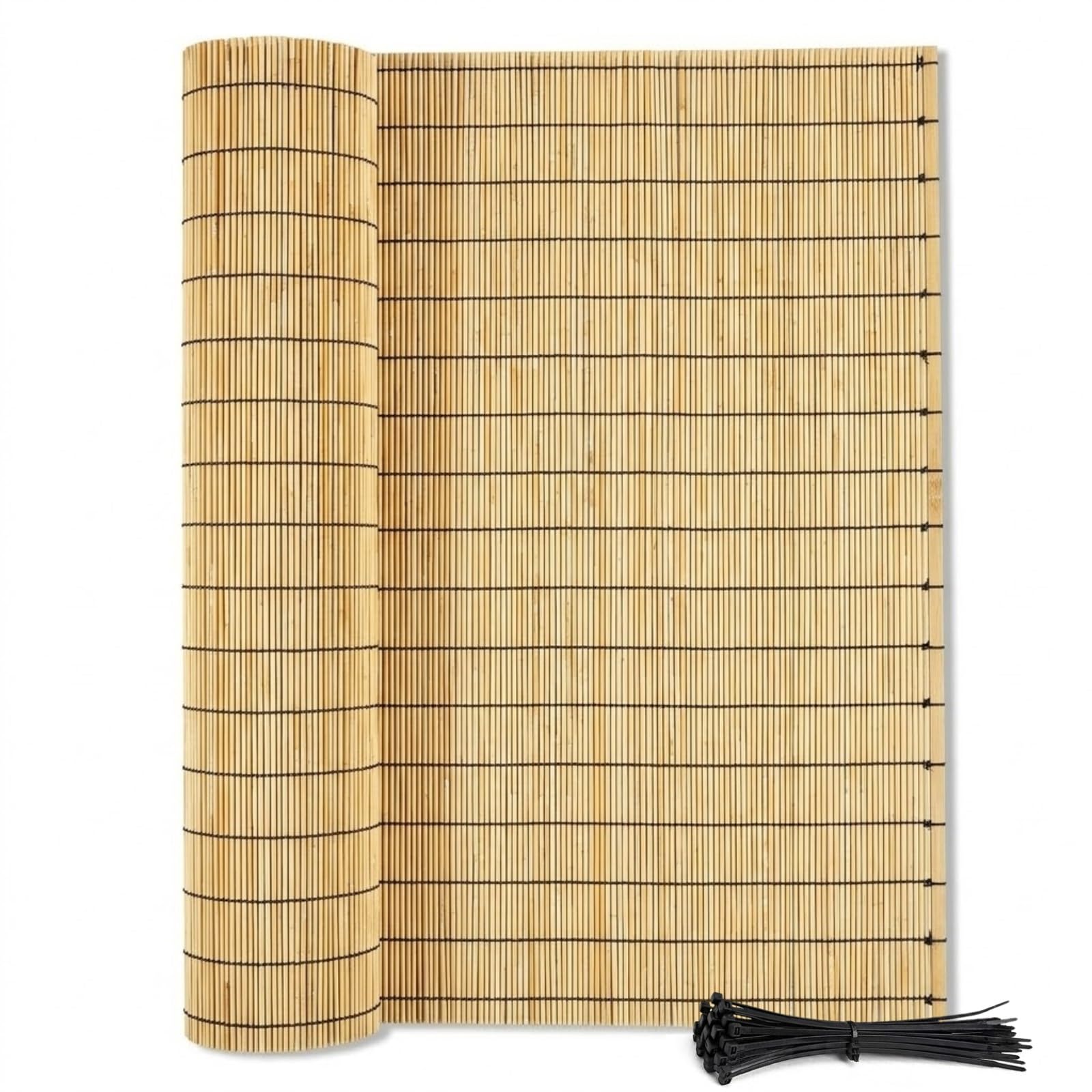 Cañizo Natural para Ocultación Jardín Exterior, Valla de Caña para Terraza y Balcón, Cubre Vallas para Jardín, Paneles Ocultación, Cercado Privacidad, Robusto(Natural,61x1524cm(2x50ft))