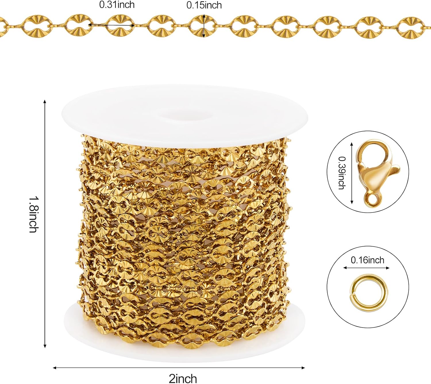 Kyutong 16.4FT Gold Plated Chains for Jewelry Making Textured Cable Links image 2