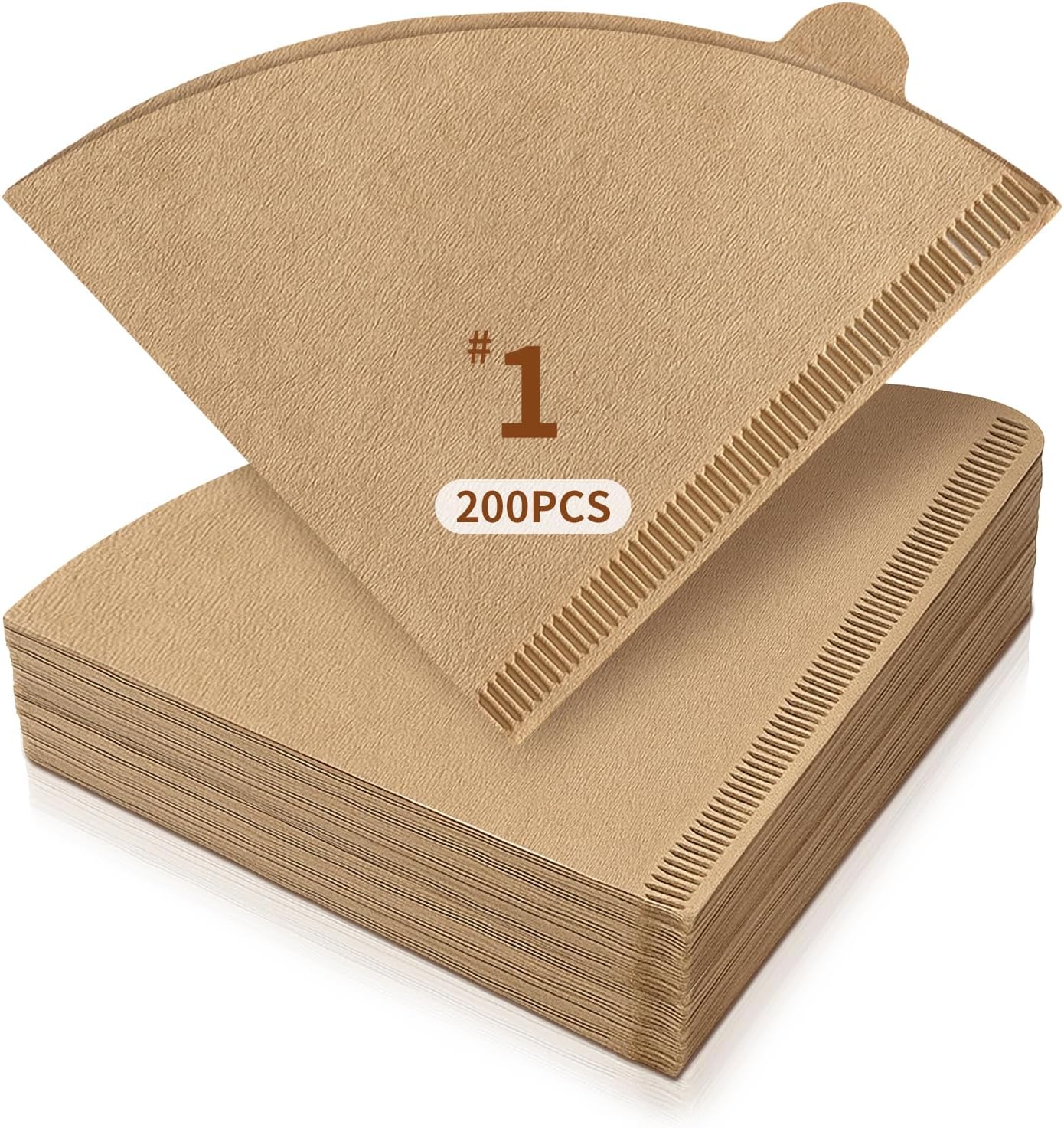 200 Count Cone Coffee Filters, Coffee Filters #1 Disposable, V60 Natural Unbleached Cone Paper Filter for Pour Over and Drip Coffee Maker, Suitable for Home Coffee Shop (1-2 Cup)