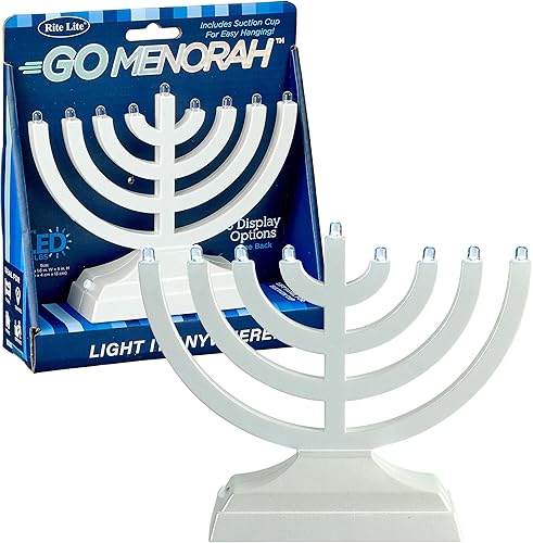 Rite Lite Go Mini Menorah eléctrica blanca perla Janucá Menorah Judía recuerdos de fiesta de Navidad decoraciones de festival de luces de Judaica