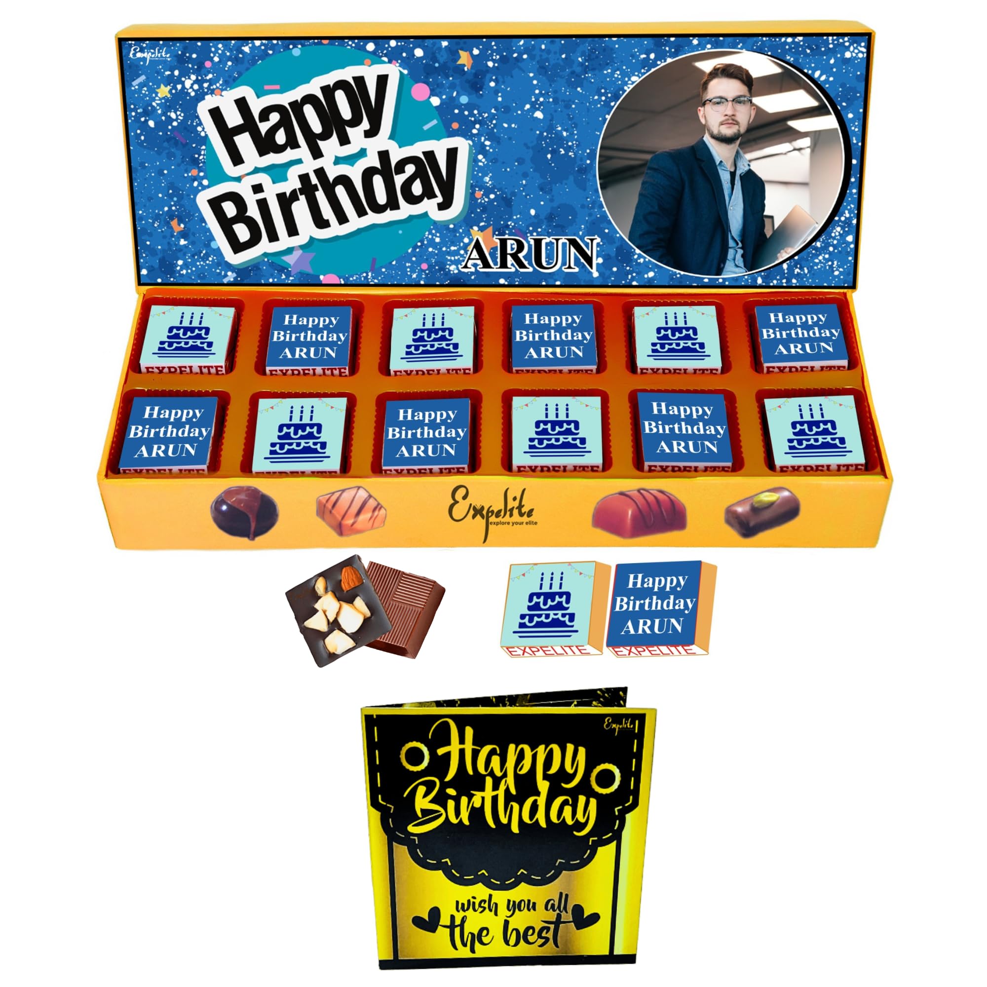 Expelite Personalised Birthday Gift Pack of 12 Pieces Dry Fruits Chocolate with Greeting Card for Friends and Family (B08QZCP5GW) Amazon Price History, Amazon Price Tracker