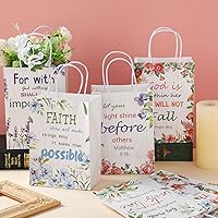 Vista 5 de Yeaqee 24 bolsas de regalo religiosas cristianas con asas, versículo bíblico clásico cristiano, inspirador, floral, motivacional, bolsas de papel a